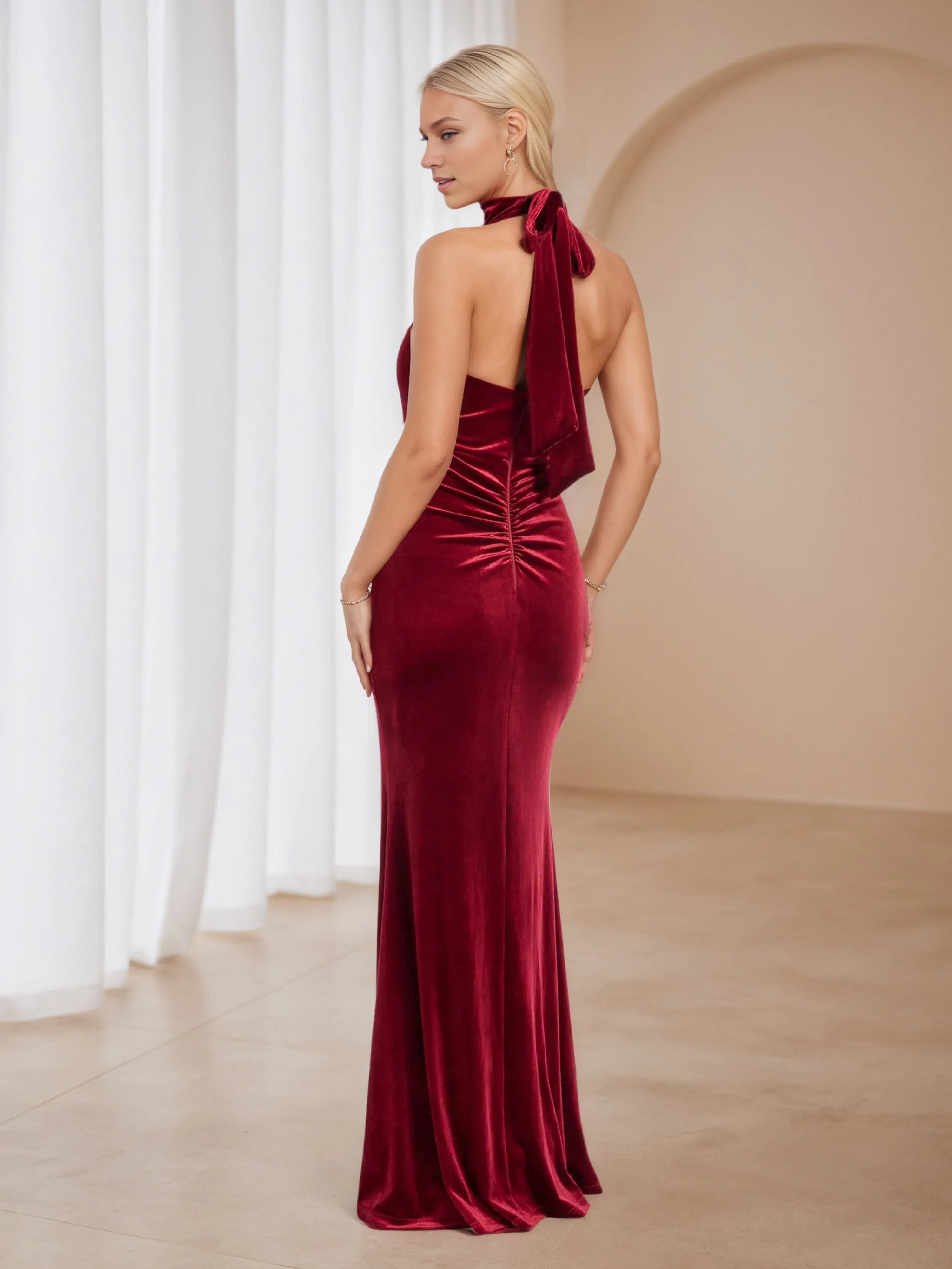 Chic Trumpet/Mermaid Cold Shoulder Sleeveless Open Back Floor-Length Prom Dress